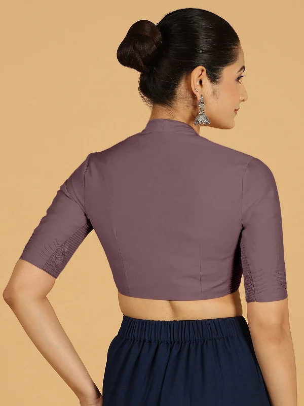 Salma x Rozaana | Elbow Sleeves Saree Blouse in Purple Mauve