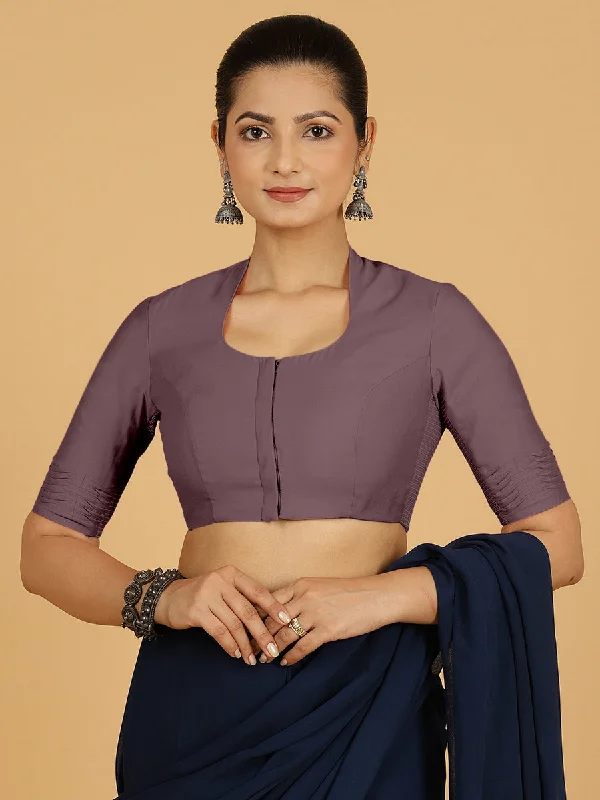 Salma x Rozaana | Elbow Sleeves Saree Blouse in Purple Mauve