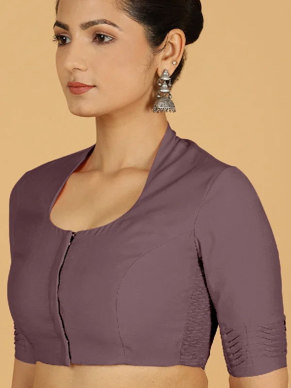 Salma x Rozaana | Elbow Sleeves Saree Blouse in Purple Mauve