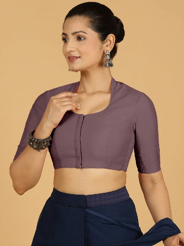 Salma x Rozaana | Elbow Sleeves Saree Blouse in Purple Mauve