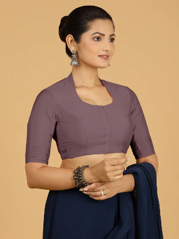 Salma x Rozaana | Elbow Sleeves Saree Blouse in Purple Mauve