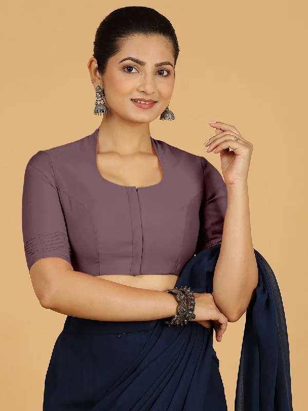 Salma x Rozaana | Elbow Sleeves Saree Blouse in Purple Mauve