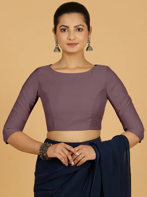 Tamanna x Rozaana | Three Quarter Sleeves Saree Blouse in Purple Mauve