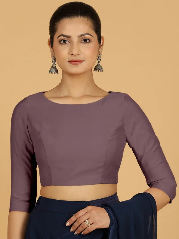 Tamanna x Rozaana | Three Quarter Sleeves Saree Blouse in Purple Mauve