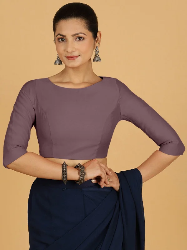 Tamanna x Rozaana | Three Quarter Sleeves Saree Blouse in Purple Mauve