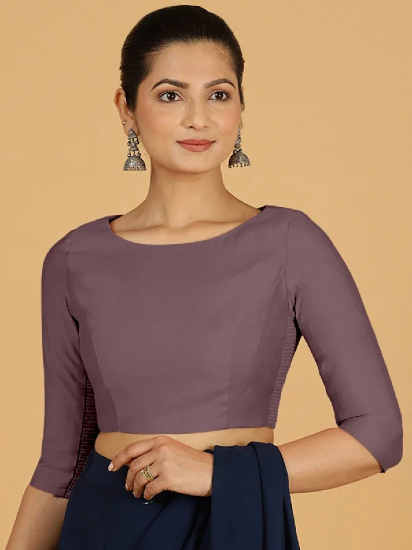 Tamanna x Rozaana | Three Quarter Sleeves Saree Blouse in Purple Mauve