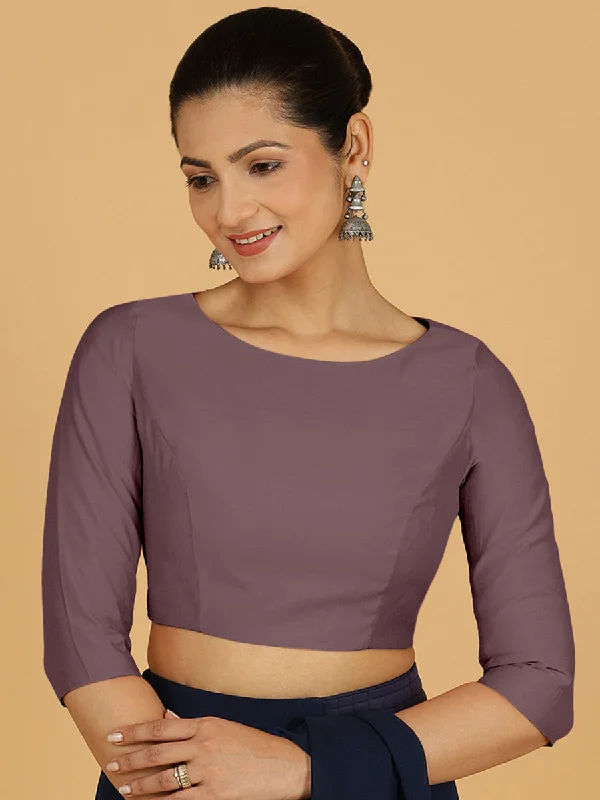 Tamanna x Rozaana | Three Quarter Sleeves Saree Blouse in Purple Mauve