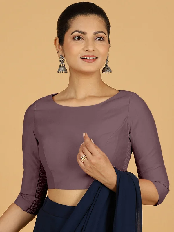 Tamanna x Rozaana | Three Quarter Sleeves Saree Blouse in Purple Mauve