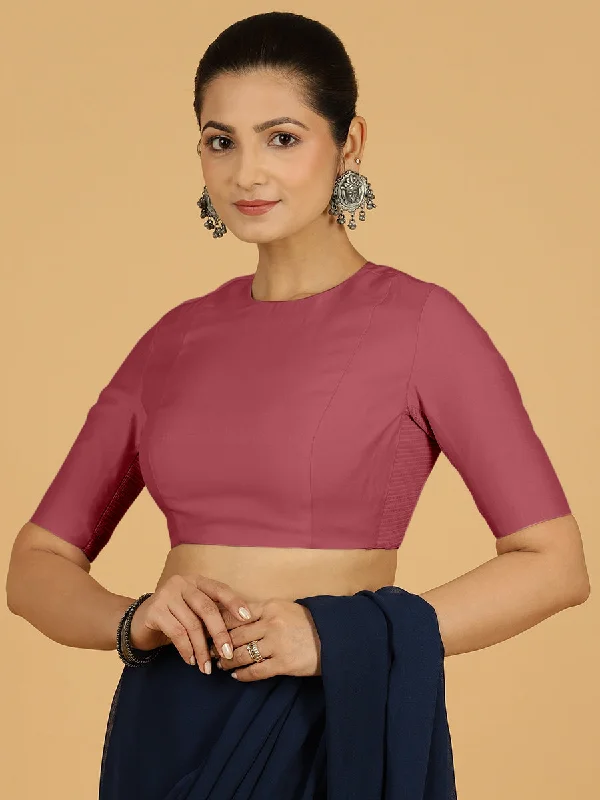 Amisha x Rozaana | Elbow Sleeves Saree Blouse in Rose Pink