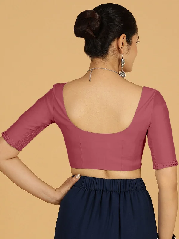 Nihira x Rozaana | Elbow Sleeves Saree Blouse in Rose Pink