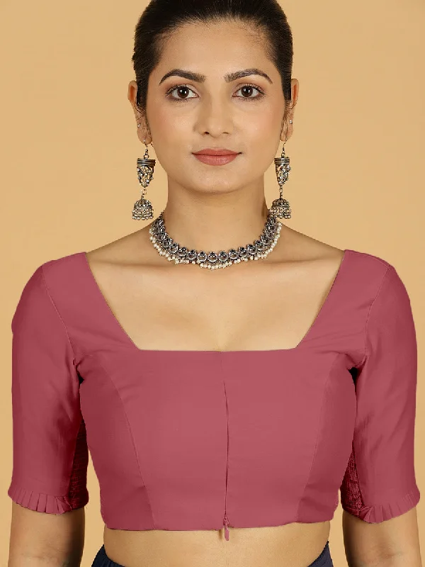 Nihira x Rozaana | Elbow Sleeves Saree Blouse in Rose Pink