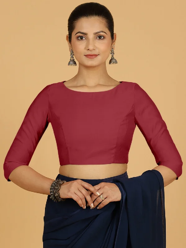 Tamanna x Rozaana | Three Quarter Sleeves Saree Blouse in Scarlet Red