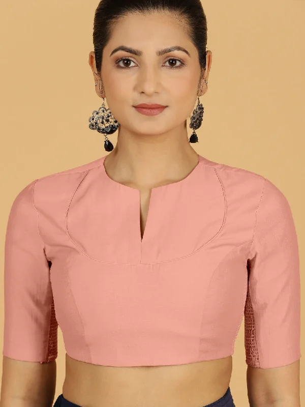 Karishma x Rozaana | Elbow Sleeves Saree Blouse in Sea Pink