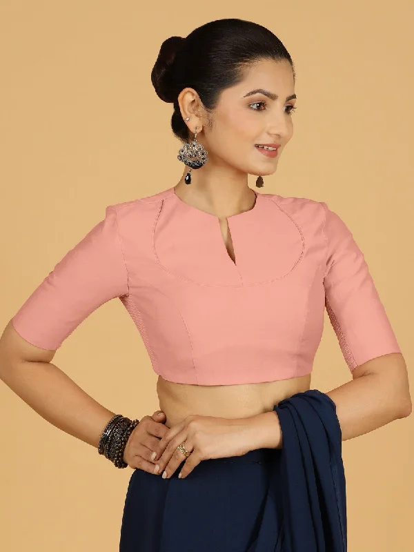 Karishma x Rozaana | Elbow Sleeves Saree Blouse in Sea Pink