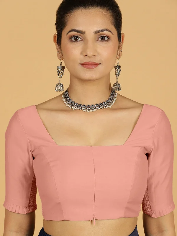 Nihira x Rozaana | Elbow Sleeves Saree Blouse in Sea Pink