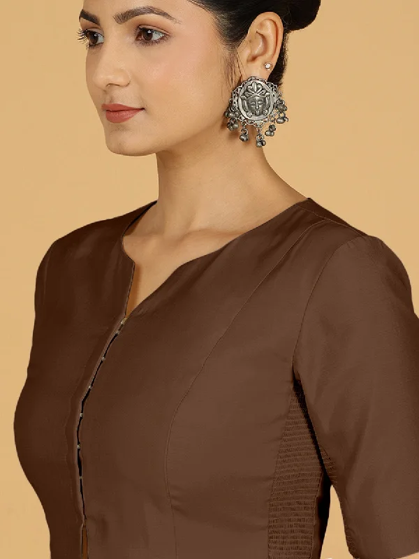 Rekha x Rozaana | Long Saree Blouse in Walnut Brown