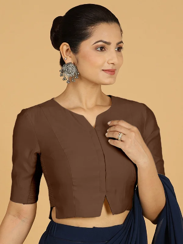 Rekha x Rozaana | Long Saree Blouse in Walnut Brown