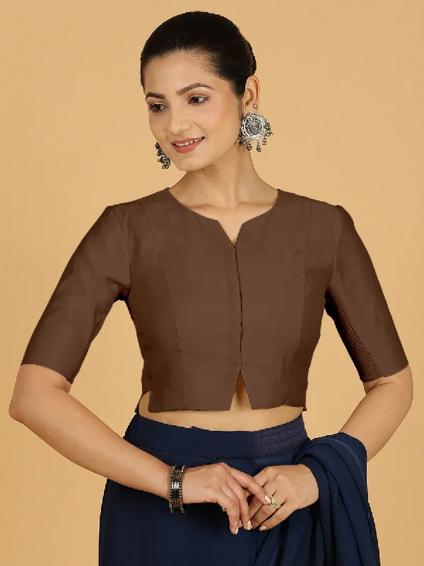 Rekha x Rozaana | Long Saree Blouse in Walnut Brown