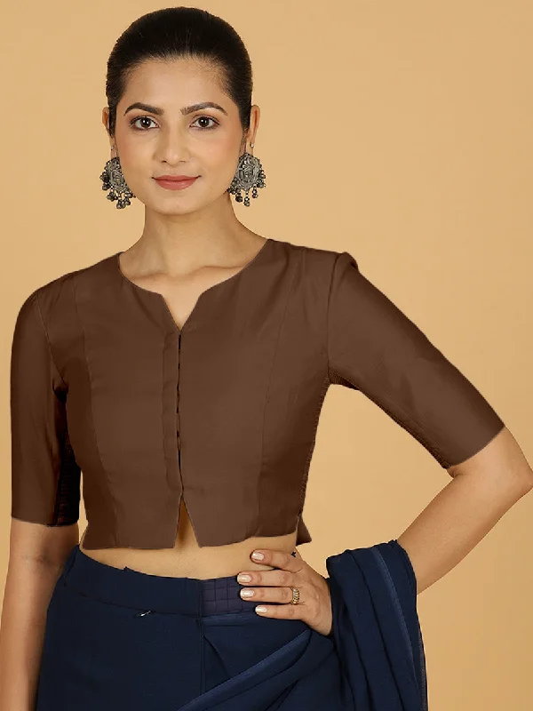 Rekha x Rozaana | Long Saree Blouse in Walnut Brown