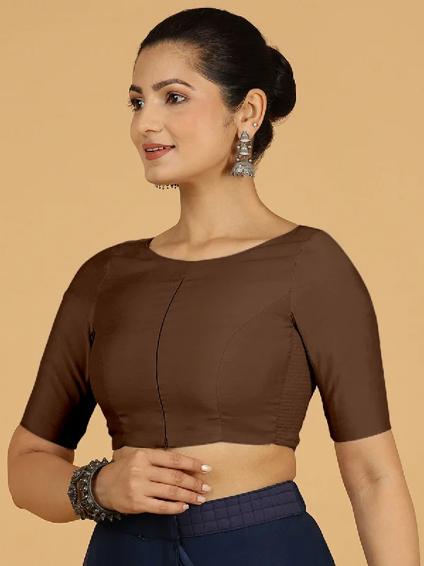 Sushma x Rozaana | Regular Sleeves Saree Blouse in Walnut Brown