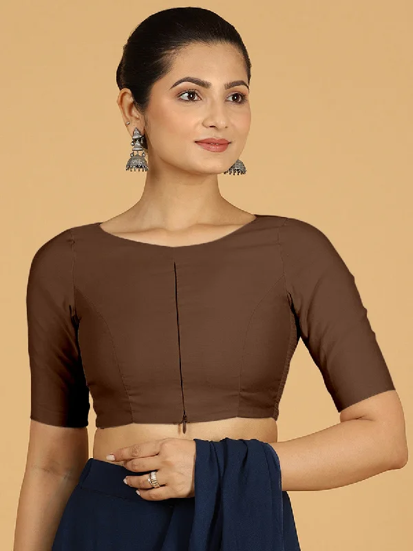 Sushma x Rozaana | Regular Sleeves Saree Blouse in Walnut Brown