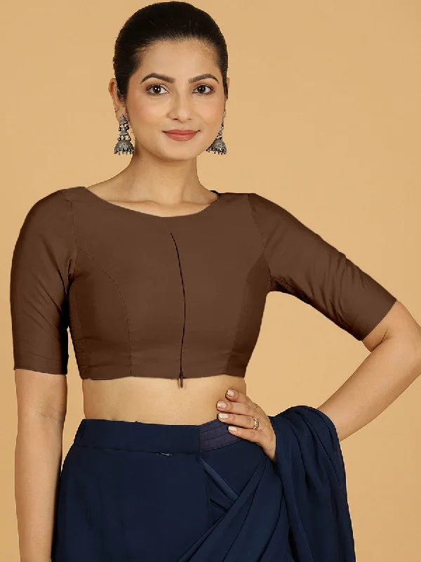 Sushma x Rozaana | Regular Sleeves Saree Blouse in Walnut Brown