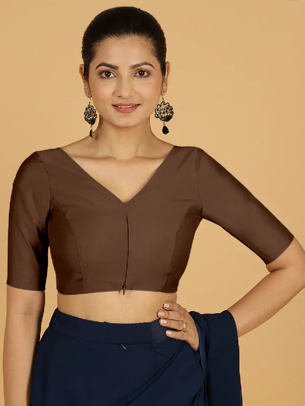 Vedika x Rozaana |  Saree Blouse in Walnut Brown