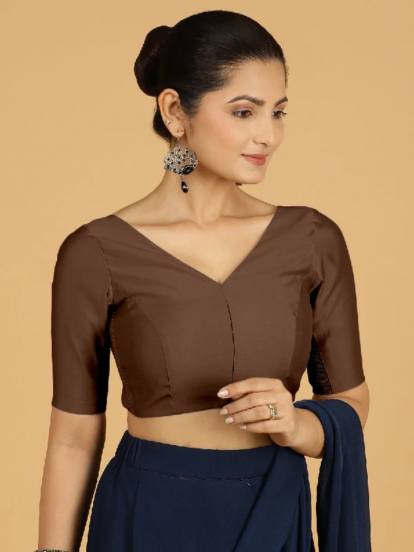 Vedika x Rozaana |  Saree Blouse in Walnut Brown