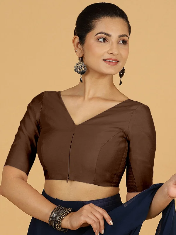 Vedika x Rozaana |  Saree Blouse in Walnut Brown