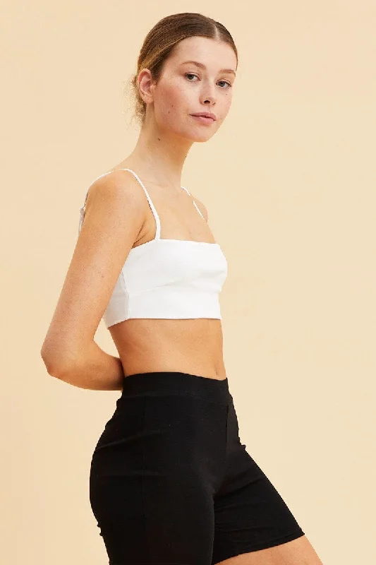 White Bandeau Singlet Top Cotton Stretch