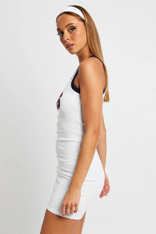 White Graphic Dress Sleeveless