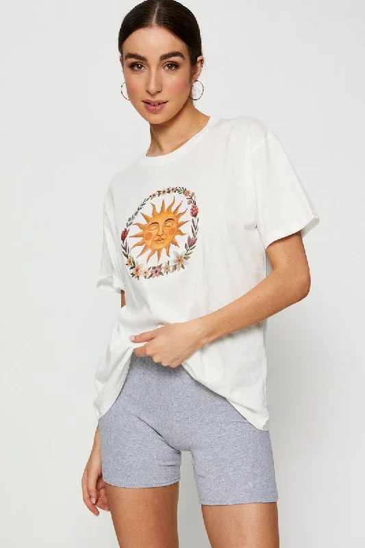 White Graphic T Shirt Short Sleeve