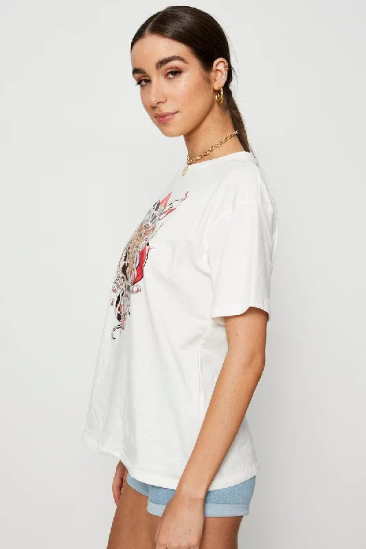 White Graphic T Shirt Short Sleeve