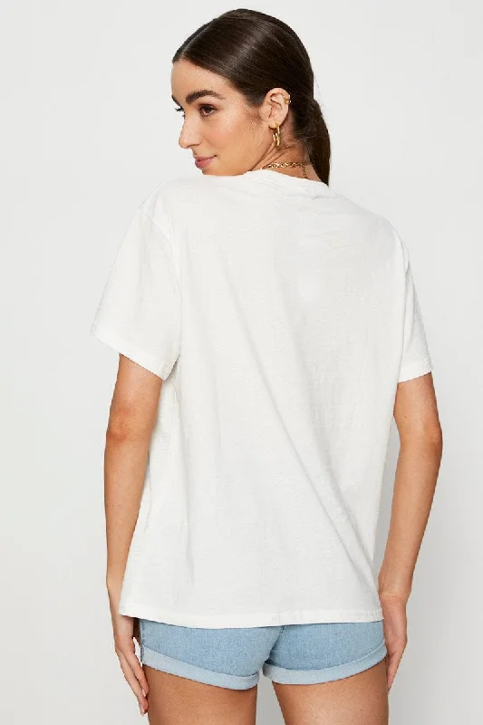 White Graphic T Shirt Short Sleeve