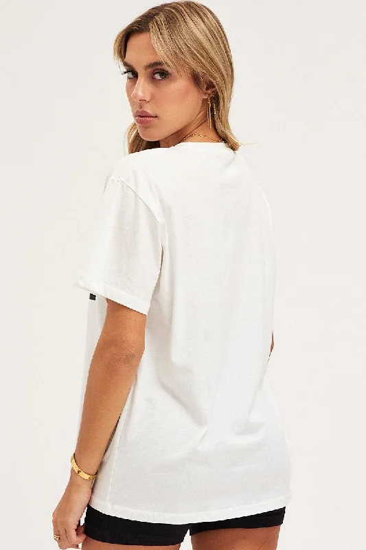 White Graphic T Shirt Short Sleeve