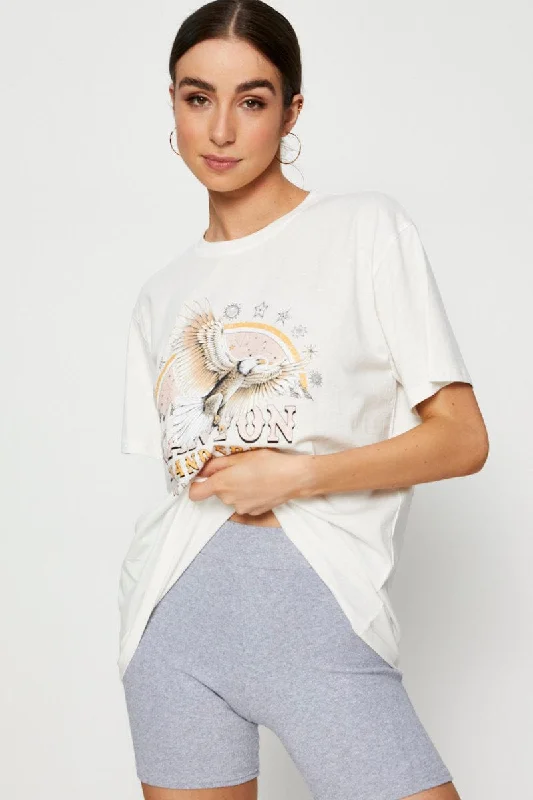 White Graphic T Shirt Short Sleeve