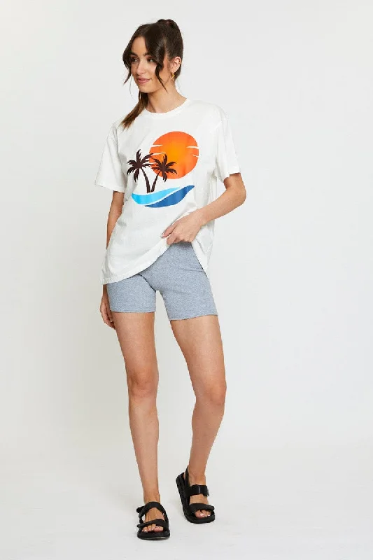 White Graphic T Shirt Short Sleeve