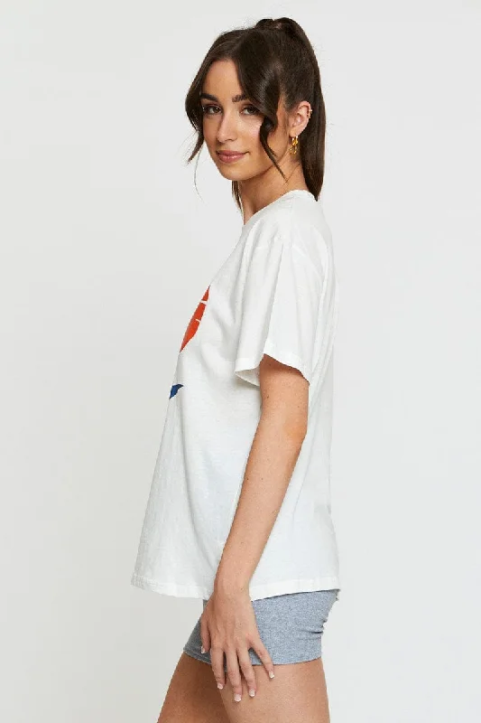 White Graphic T Shirt Short Sleeve