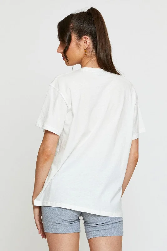 White Graphic T Shirt Short Sleeve