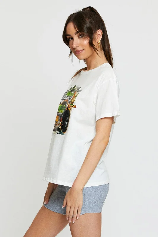 White Vintage T Shirt Short Sleeve