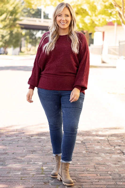 Fun Times Never End Sweater, Burgundy