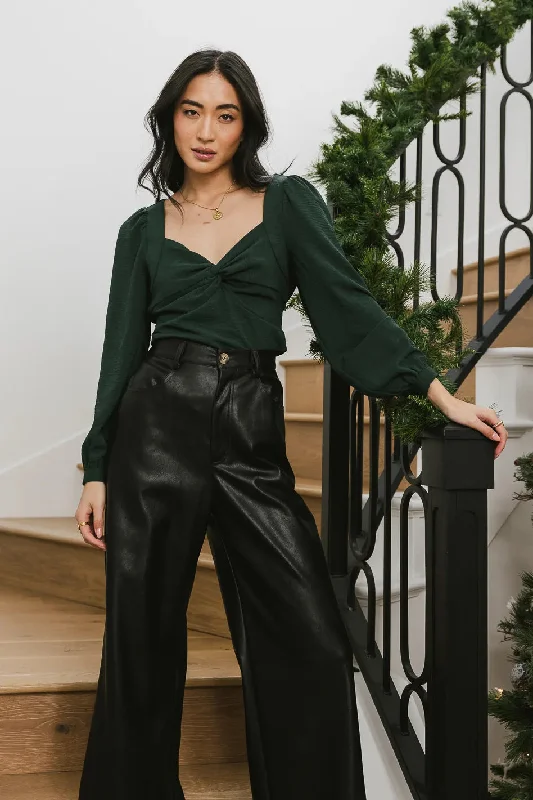 Maeve Twist Front Blouse in Emerald