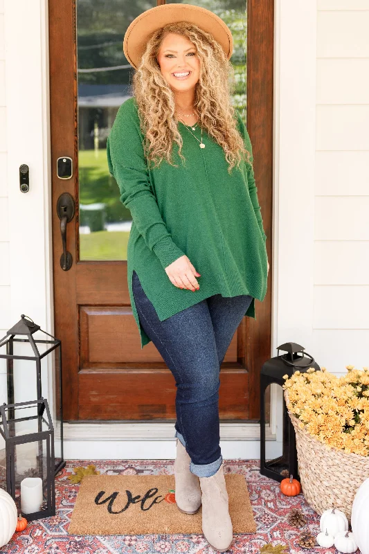 Miss Who I Was Sweater, Heather Dark Green