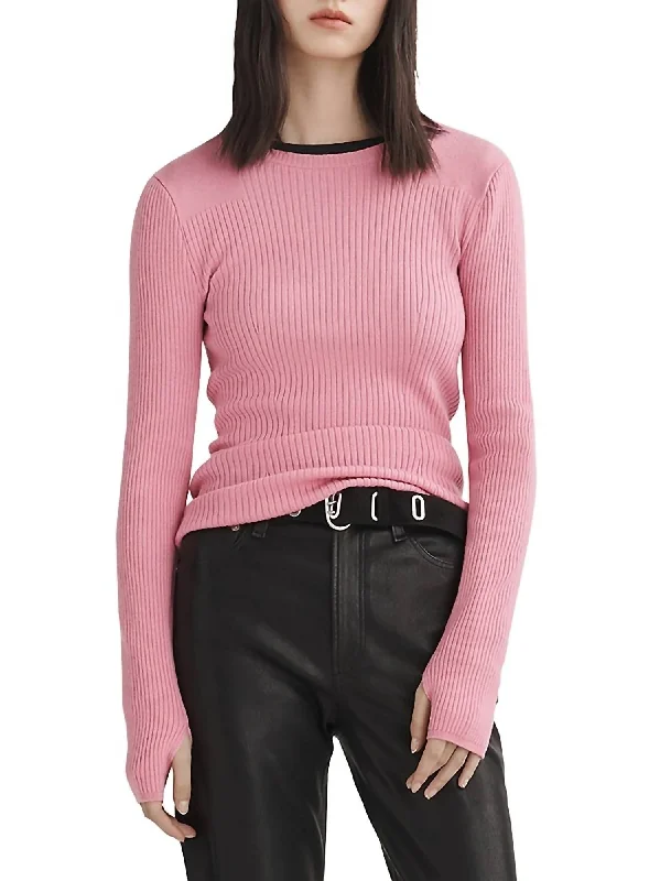 Audrina Crew Sweater In Fuchsia