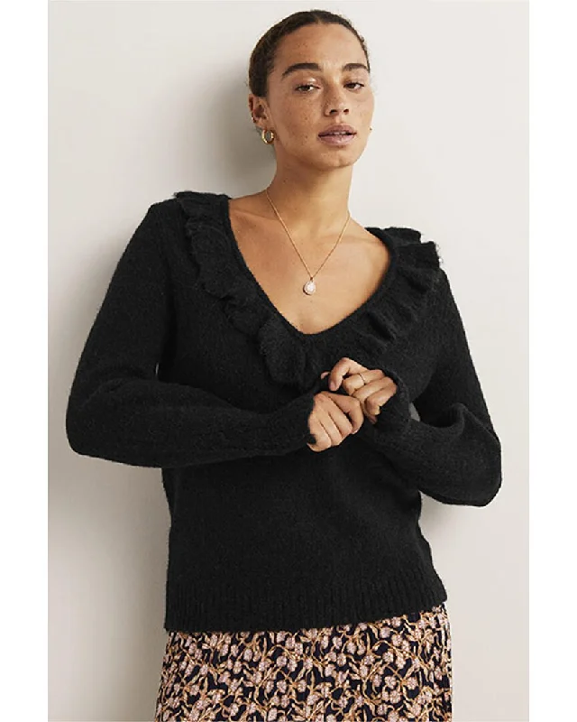 Boden Fluffy Frill Wool & Alpaca-Blend Jumper