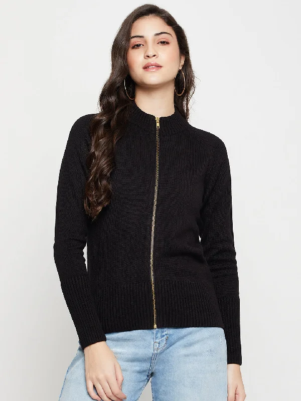 Cantabil Women Black Solid Casual Sweater