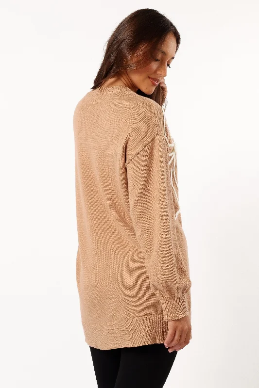 Carmello Flower Knit Sweater - Mocha