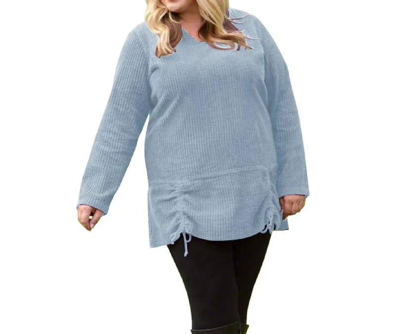 Channel Islands Chenille Long Sleeve Rayanne Sweater - Plus In Sanjuan Blue