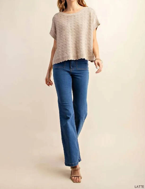 Cotton Thread Sweater Top In Latte