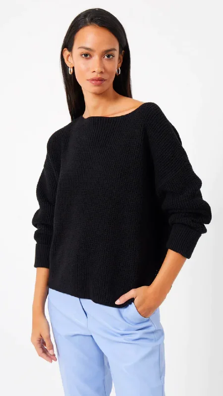 MILLIE WAFFLE KNIT SWEATER IN BLACK